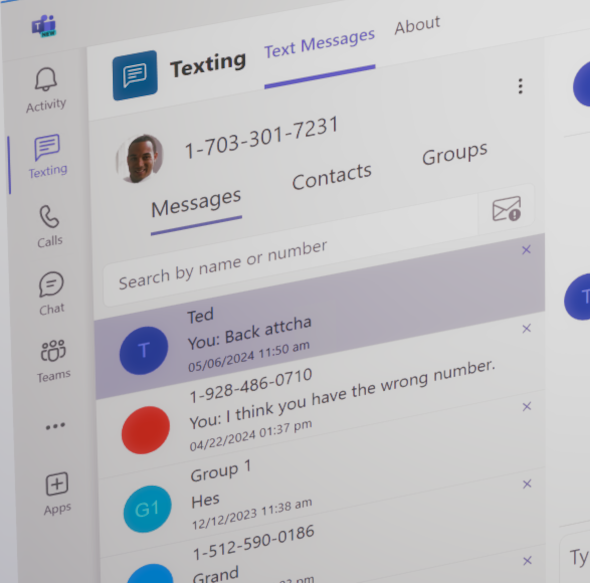 This image depicts Sending Text in Teams with Evolve Cellular's Voice and Text service. Start sending text in Teams efficiently today.